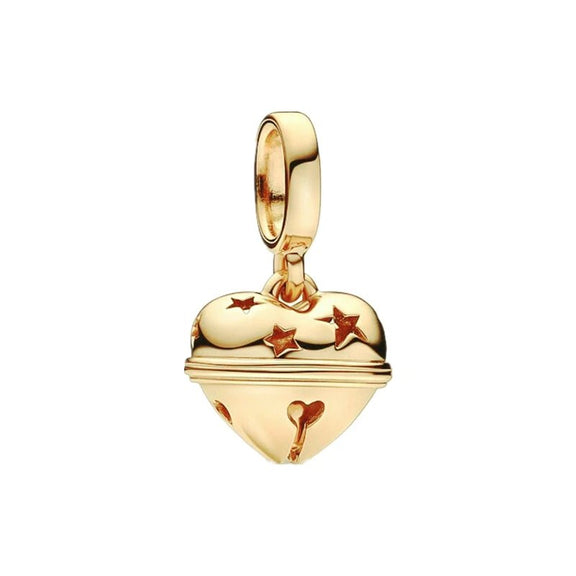 Gold Bell Charm with Star Cutouts - Gold bell charm with star cutouts