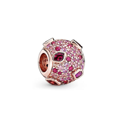 Exquisite Rose Gold Pink Crystal Charm - Rose gold sphere charm with pink crystals