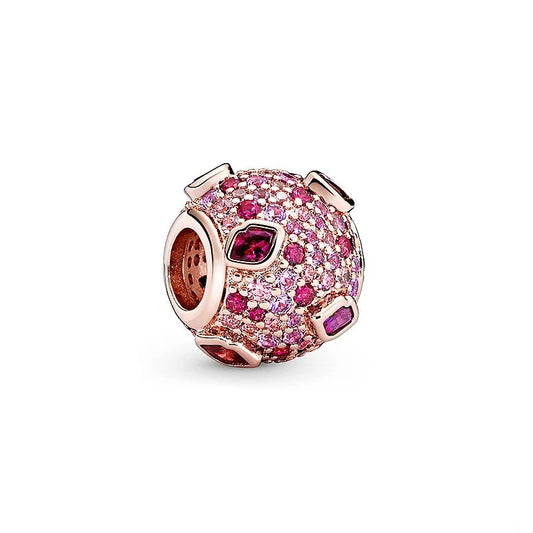 Rose gold sphere charm with pink crystals
