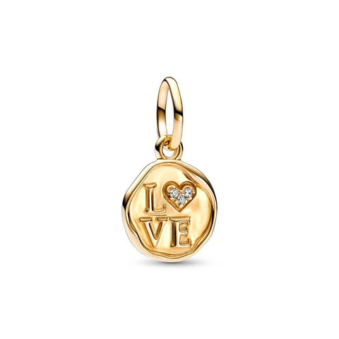 Gold Love Charm with Diamond Accent - Gold Love Charm with Diamond Accent