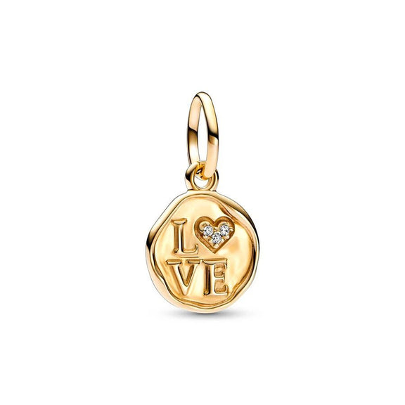 Gold Love Charm with Diamond Accent - Gold love charm with diamond accent