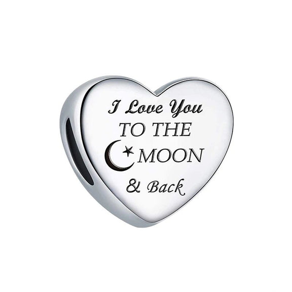 Sterling Silver I Love You to the Moon and Back Charm - Sterling silver I love you to the moon and back charm