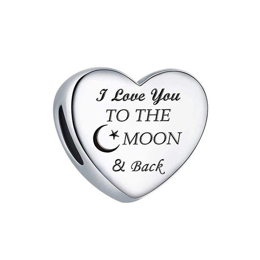 Sterling silver I love you to the moon and back charm