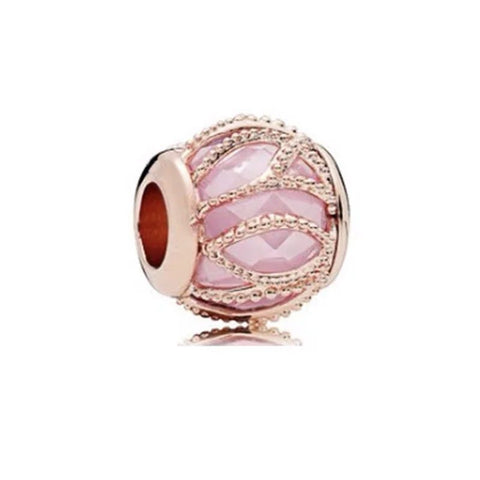 Charming Rose Gold Pink Crystal Charm - Rose gold charm with pink crystal