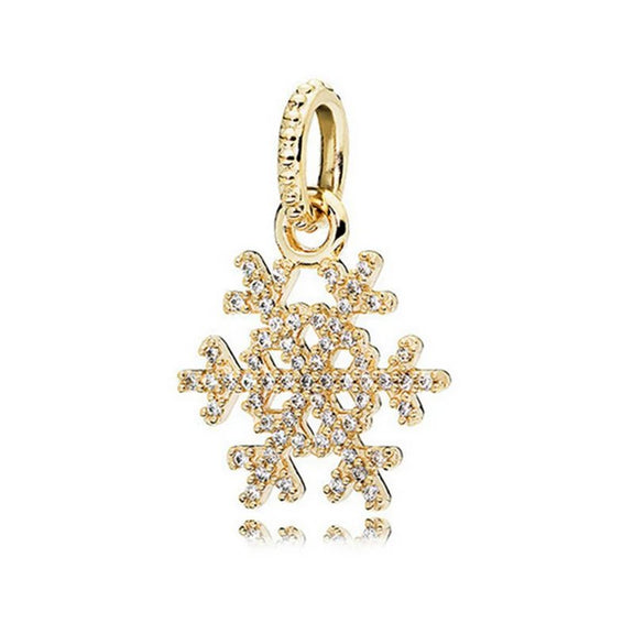 Gold Snowflake Charm with Crystal Accents - Gold snowflake charm with crystal accents