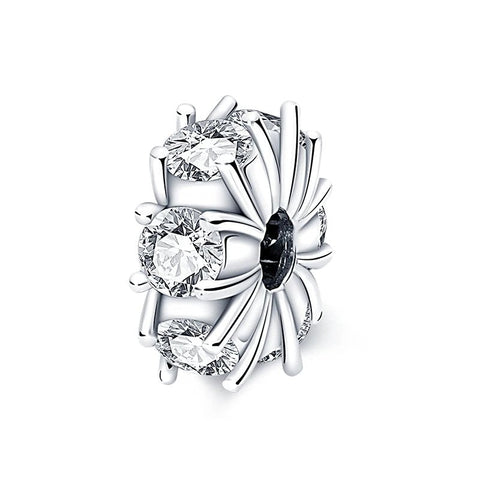 Sterling Silver Sparkling Gem Charm with Multiple Crystals - Sterling Silver Sparkling Gem Charm with Multiple Crystals