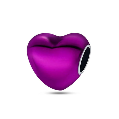 Purple Heart Charm Smooth Enamel Finish - Sterling silver purple heart charm with smooth enamel finish.