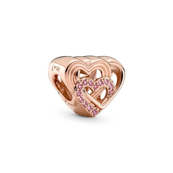 Romantic Rose Gold Heart Charm with Pink Accents - Rose gold heart charm with pink accents