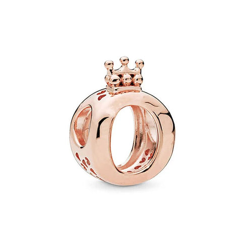 Rose gold crown, MOM, and mermaid charms with pearl accents, perfect for Pandora charm bracelets.