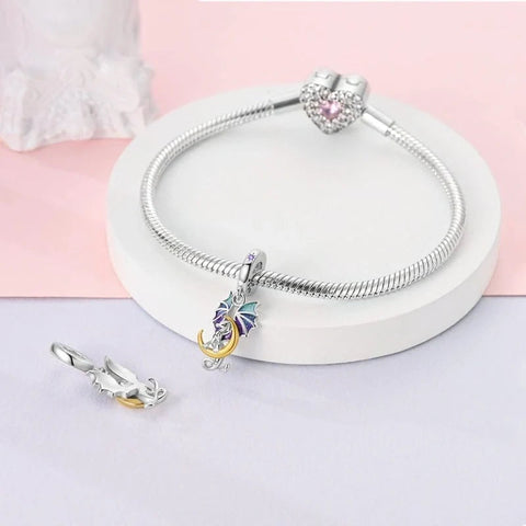 Dragon & Crescent Moon Fantasy Charm - Dragon & Crescent Moon Fantasy Charm