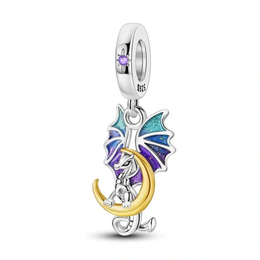 jewlouli dragon crescent moon fantasy pandora charm jewelry fits pandora bracelet