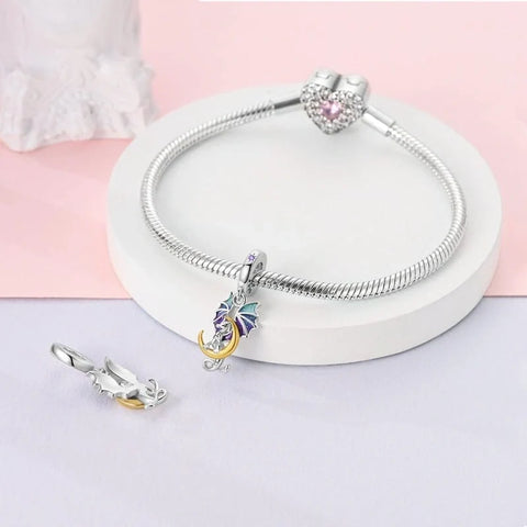 jewlouli dragon crescent moon fantasy pandora charm jewelry fits pandora bracelet