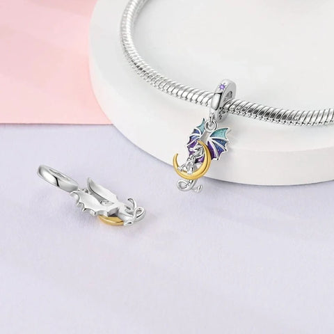 jewlouli dragon crescent moon fantasy pandora charm jewelry fits pandora bracelet