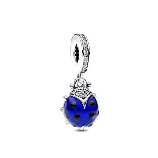 Dreamcatcher Charm with Blue Enamel and Sterling Silver