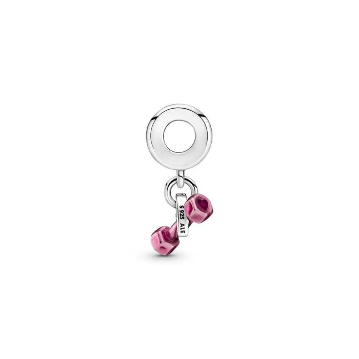 Dumbbell Heart Dangle Charm - Dangle charm with a heart and dumbbell, ideal for fitness lovers.