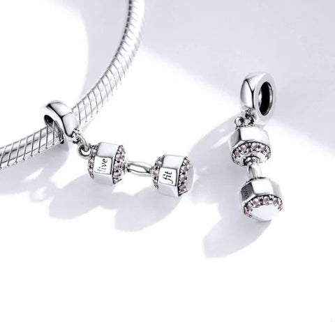 dumbell charm fits Pandora bracelet affordable Jewelry