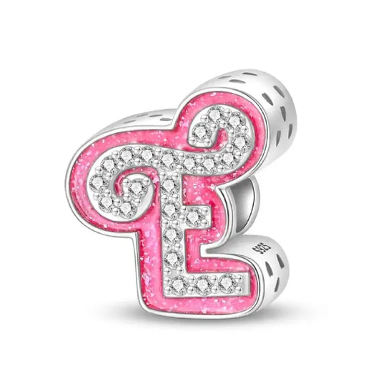 E pink charm letter for pandora bracelets