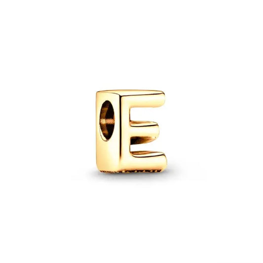 E gold charm letter for pandora bracelets