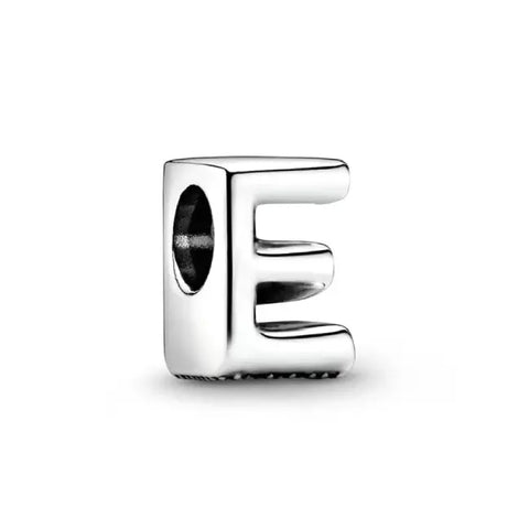 Silver Letter Clear E Charm - Silver Letter E Charm