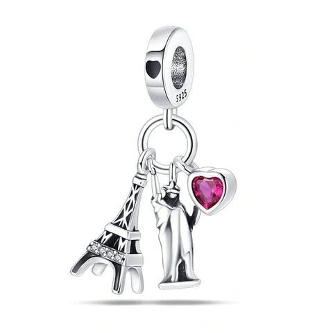 Eiffel Tower and Statue of Liberty Dangle Charm - Eiffel Tower and Statue of Liberty Dangle Charm