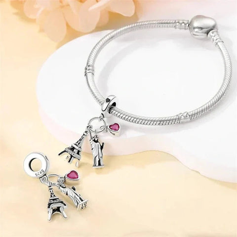 Eiffel Tower and Statue of Liberty Dangle Charm - Eiffel Tower and Statue of Liberty Dangle Charm