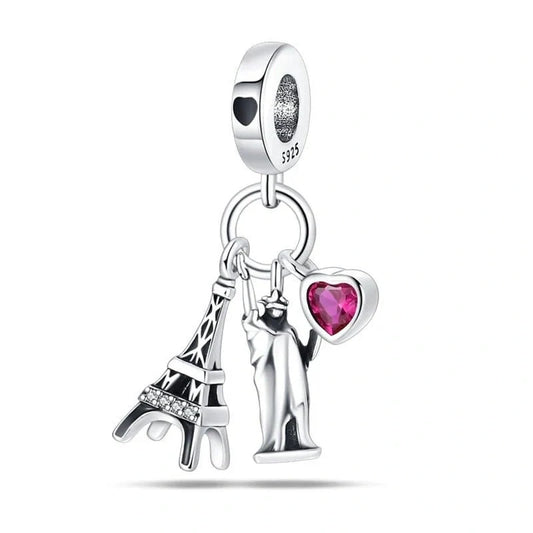 jewlouli eiffel tower and statue of liberty dangle pandora charm jewelry fits pandora bracelet