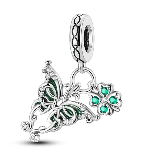 jewlouli elegant butterfly lucky clover pandora charm jewelry fits pandora bracelet