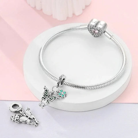 jewlouli elegant butterfly lucky clover pandora charm jewelry fits pandora bracelet