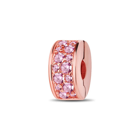 Elegant Pink Pave Charm with Rose Gold Accents - Elegant pink pave charm with rose gold accents