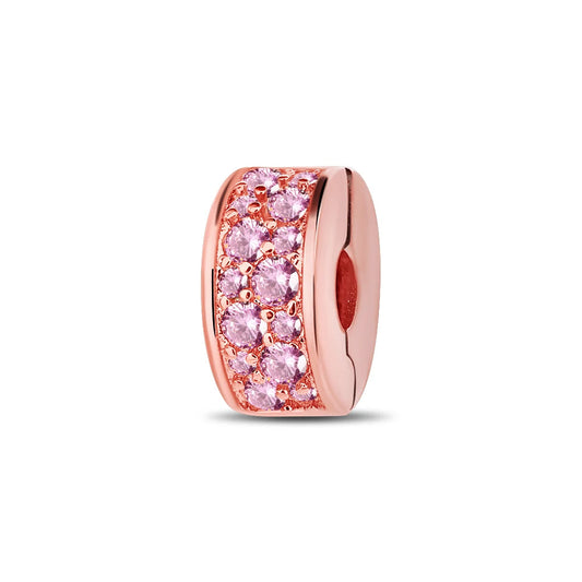 Elegant pink pave charm with rose gold accents