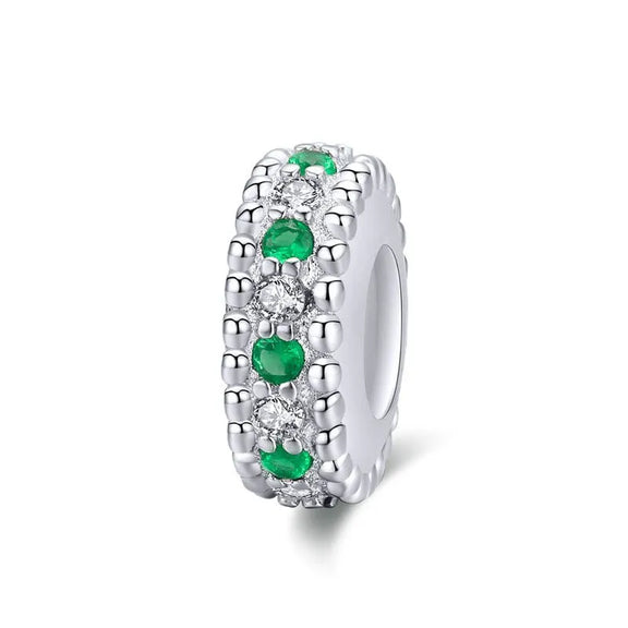 Emerald Green Gemstone Charm - emerald green and diamond charm for bracelets