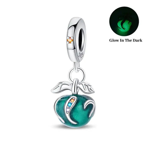 Glow in the Darl green Apple charm - Glow in the Darl green Apple charm