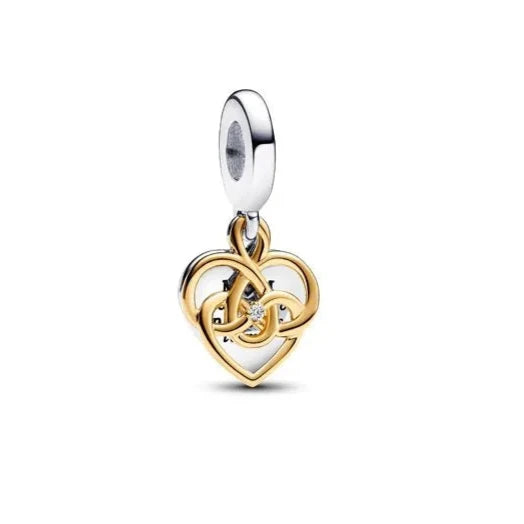 Engravable Mom Double Dangle Charm - Pandora Shine - Personalized mom charm with engraving option, perfect for sentimental bracelets in Pandora Shine