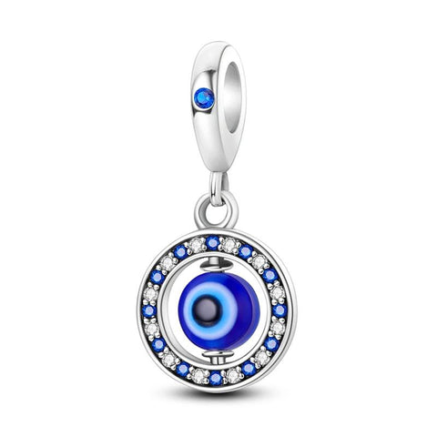 Evil Eye Charm with Blue Crystal Accents for Protection and Style - Evil eye charm with blue crystal accents, designed for protection and style, perfect for bracelets or necklaces.