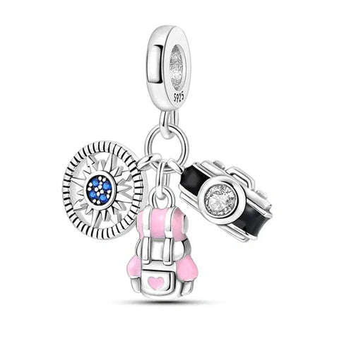 Explorer Camera and Backpack Travel Dangle Charm - Explorer Camera and Backpack Travel Dangle Charm
