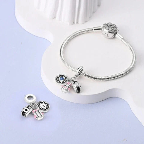 Explorer Camera and Backpack Travel Dangle Charm - Explorer Camera and Backpack Travel Dangle Charm