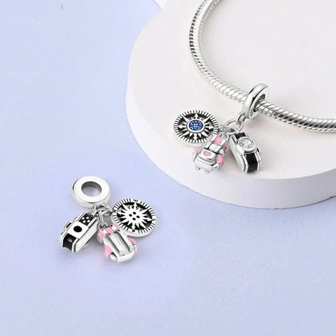jewlouli explorer camera and backpack travel dangle pandora charm jewelry fits pandora bracelet