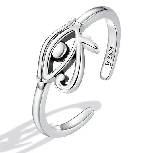 Sterling Silver Egyptian Eye of Horus Protection Adjustable Ring