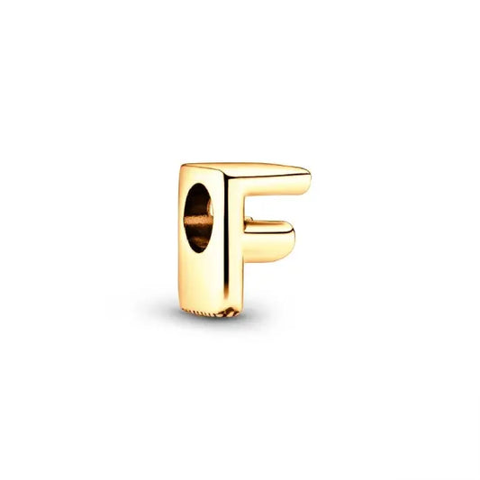 F gold charm letter for pandora bracelets