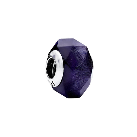 Faceted Blue Murano Glass Charm - Faceted Blue Murano Glass Charm