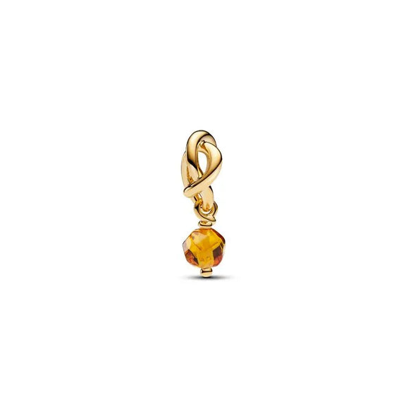 Faceted Honey Eternity Circle Dangle Charm - Pandora Shine - Heart charm for sisters with “Love You” message in Pandora Rose, adds warmth and sentiment