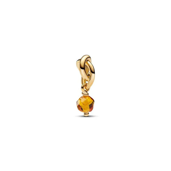 Faceted Honey Eternity Circle Dangle Charm - Pandora Shine - Knotted hearts clip in Pandora Shine, symbolizes unity and love with a secure design