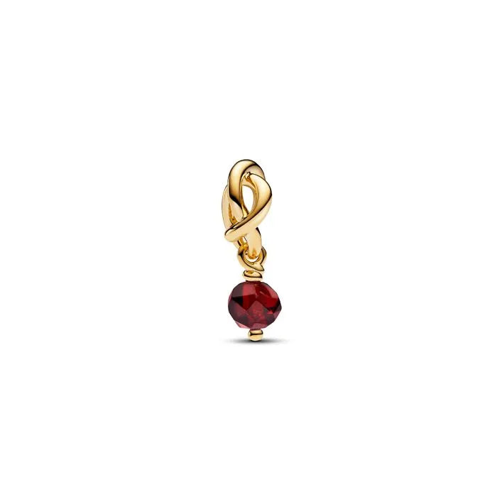 Faceted red eternity circle dangle charm in Pandora Shine, a striking choice for bold color