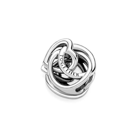 Family Always Encircled Heart Charm - Circular heart charm celebrating family ties, ideal for meaningful jewelry pieces.