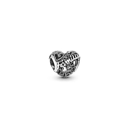 Family Heart Pandora Charm Love - Heart-shaped family charm, celebrating the love shared within a family.