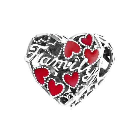 Family Red Heart Charm - Family Red Heart Charm