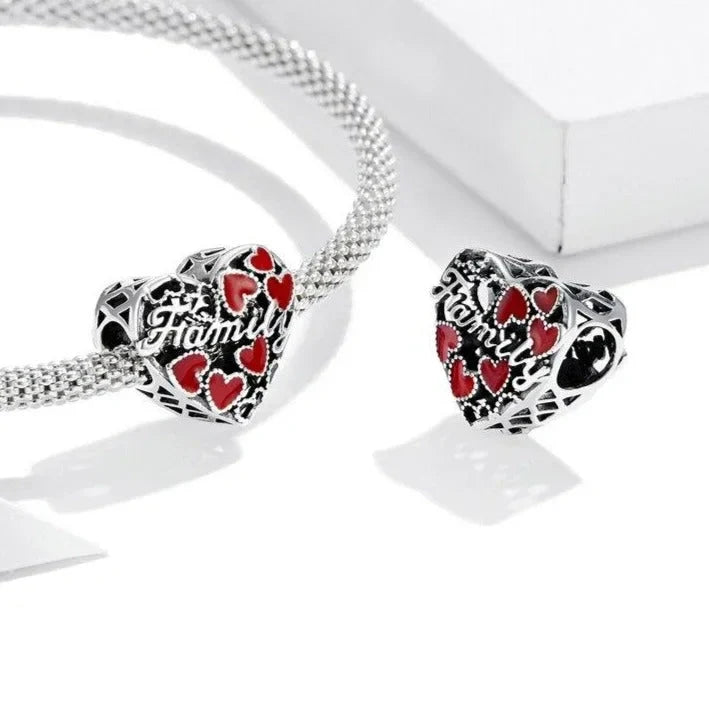 family-heart-charm Jewelry affordable fits Pandora bracelet charm