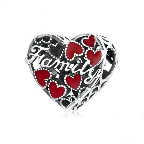 Family Red Heart Charm