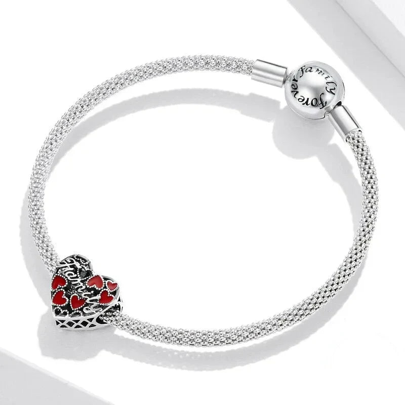 family-heart-charm Jewelry affordable fits Pandora bracelet charm