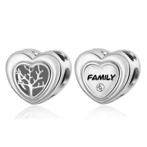Family Tree silver Heart Charm